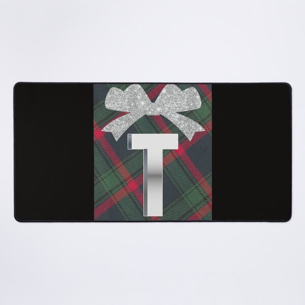 Item preview, Glorious Red and Green Plaid with Glittering Bow and Puff Initial-T designed and sold by SunMoonBeyond.