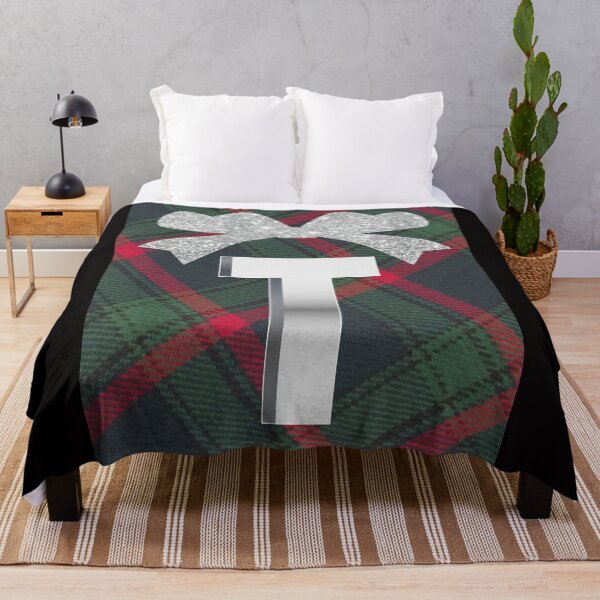 Item preview, Glorious Red and Green Plaid with Glittering Bow and Puff Initial-T designed and sold by SunMoonBeyond.