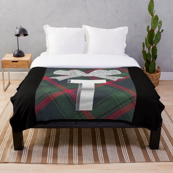 Item preview, Glorious Red and Green Plaid with Glittering Bow and Puff Initial-T designed and sold by SunMoonBeyond.