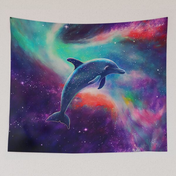 Item preview, Dolphin Floating in a Colorful Space Scene Digital Painting designed and sold by CodeAndColors.
