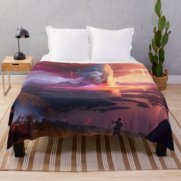 Item preview, Adventurer Watching Distant Explosion on Alien Planet Digital Painting designed and sold by CodeAndColors.