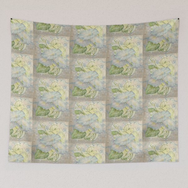 Item preview, Vintage Morning Glory Floral Collage Background Print designed and sold by PaperieJennifer.