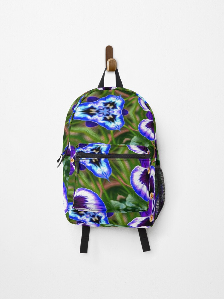 Thumbnail 1 of 3, Backpack, Violet Flower Pattern designed and sold by Patternflower.
