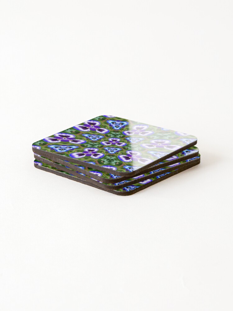 Thumbnail 4 of 5, Coasters (Set of 4), Violet Flower Pattern designed and sold by Patternflower.