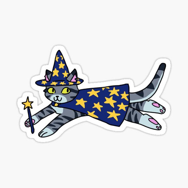Wizard Cat! Gray Tabby Version Sticker