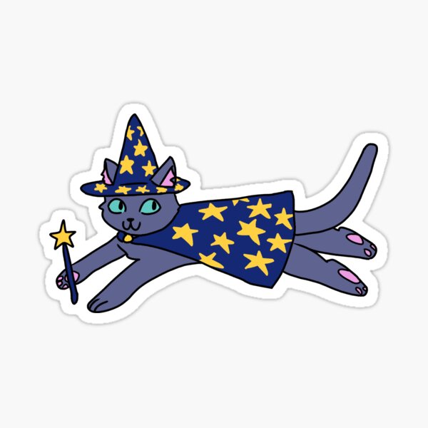 Wizard Cat! Russian Blue Version Sticker