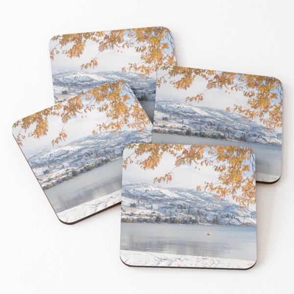 Item preview, Snow Covered Mountains and Autumn Leaves Reflected in Skaha Lake designed and sold by Amy Mitchell.