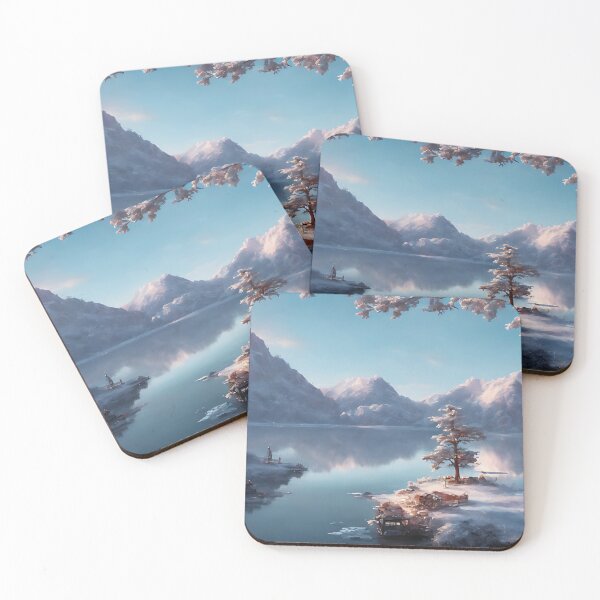 Item preview, Snowy Tree Lake Mountain Winter Landscape designed and sold by ArtificialCraft.