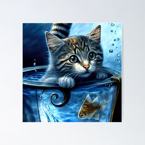 A Baby Cat in a Glass Fish Bowl Poster for Sale by factory88