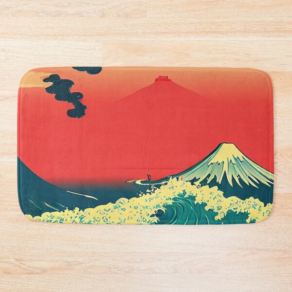 Item preview, Japan Surf Waves with Temple above Mt Fuji designed and sold by blackdogshop.