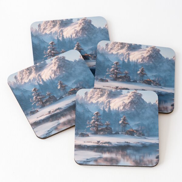 Item preview, Snowy Houses Tree Reflection Winter Landscape designed and sold by ArtificialCraft.