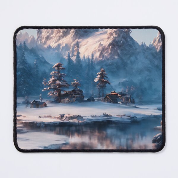 Item preview, Snowy Houses Tree Reflection Winter Landscape designed and sold by ArtificialCraft.