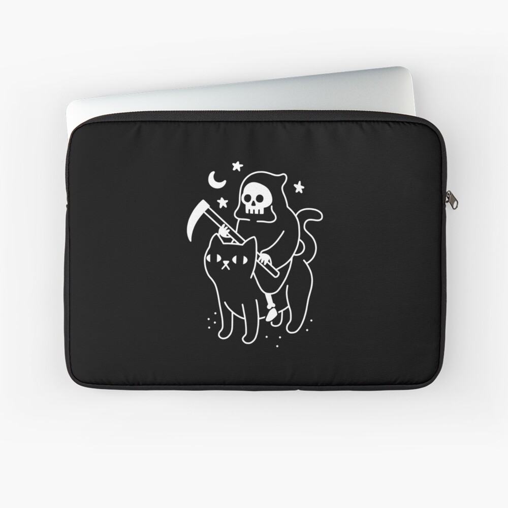 Death Rides A Black Cat Laptop Sleeve