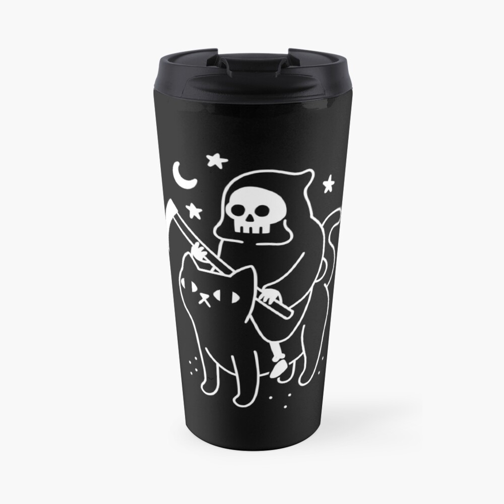 Death Rides A Black Cat Travel Coffee Mug