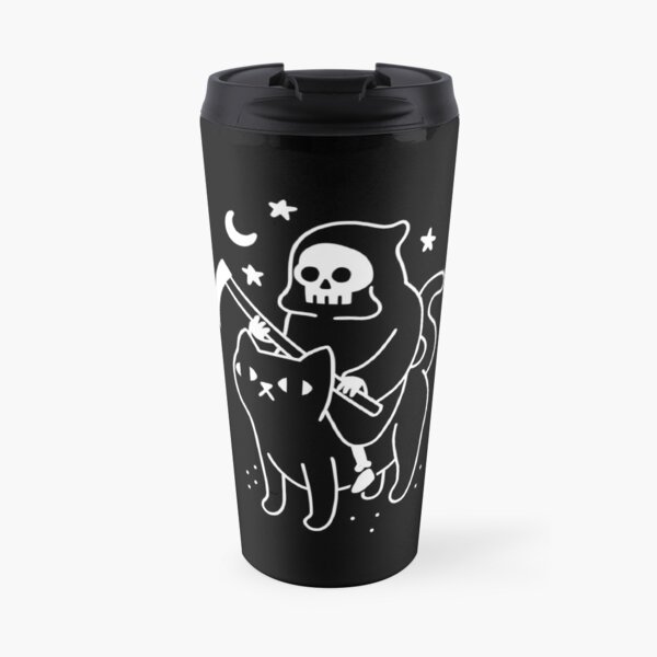 Death Rides A Black Cat Travel Coffee Mug