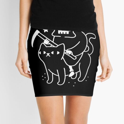 Death Rides A Black Cat Mini Skirt