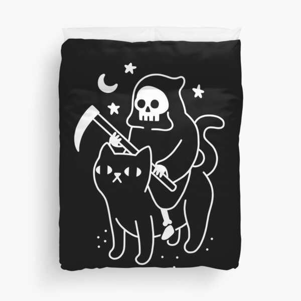 Der Tod reitet auf einer schwarzen Katze Bettbezug
