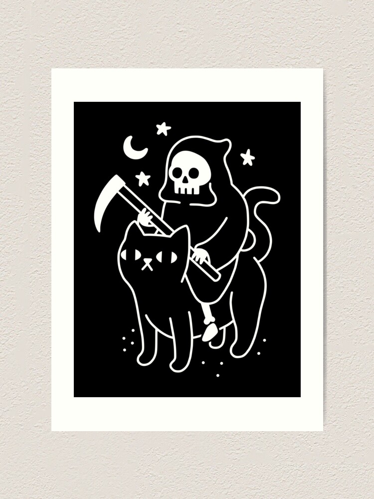 grim reaper riding a cat