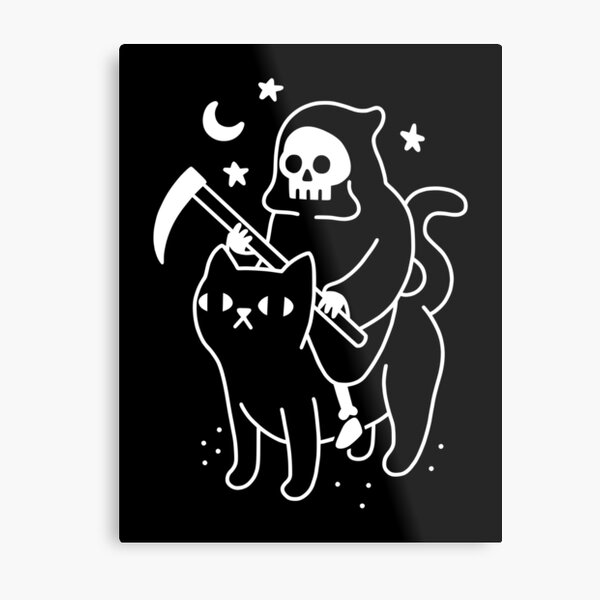Death Rides A Black Cat Metal Print