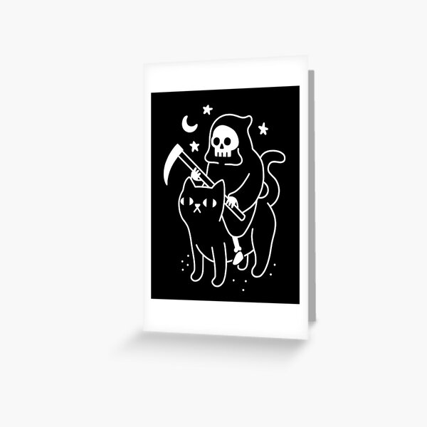 Death Rides A Black Cat Greeting Card