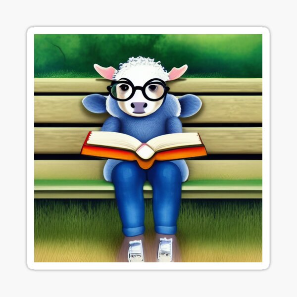 Imagine If Fashionably Cute Cow Reading Big Book Sticker