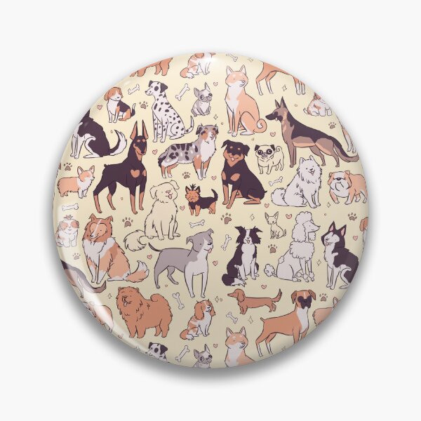 Item preview, So many dogs - 25 dog breeds pattern cartoon illustration for dog lovers - soft colors version  designed and sold by Yarafantasyart.