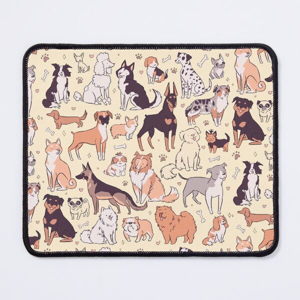 Item preview, So many dogs - 25 dog breeds pattern cartoon illustration for dog lovers - soft colors version  designed and sold by Yarafantasyart.