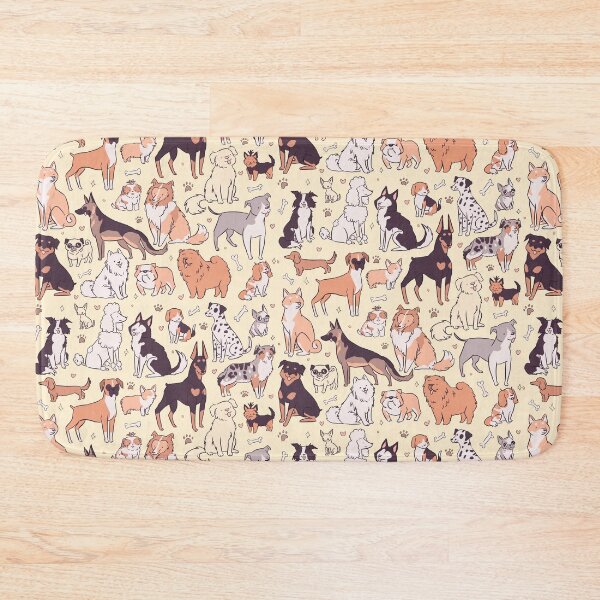Item preview, So many dogs - 25 dog breeds pattern cartoon illustration for dog lovers - soft colors version  designed and sold by Yarafantasyart.