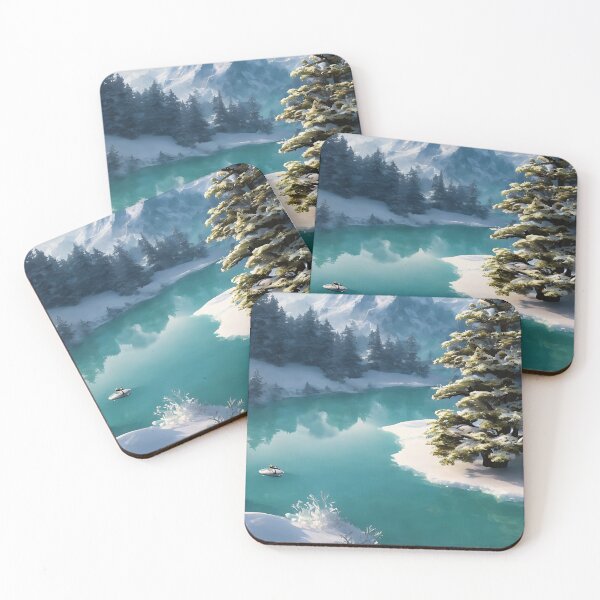 Item preview, Snowy Tree Lightblue Lake Winter Landscape designed and sold by ArtificialCraft.