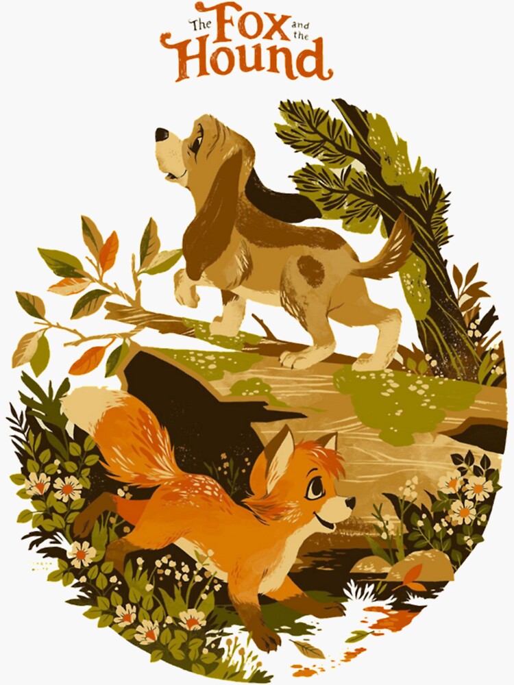 "Cartoon fox and hound cute merch " Sticker for Sale by ZoieMarksPhD