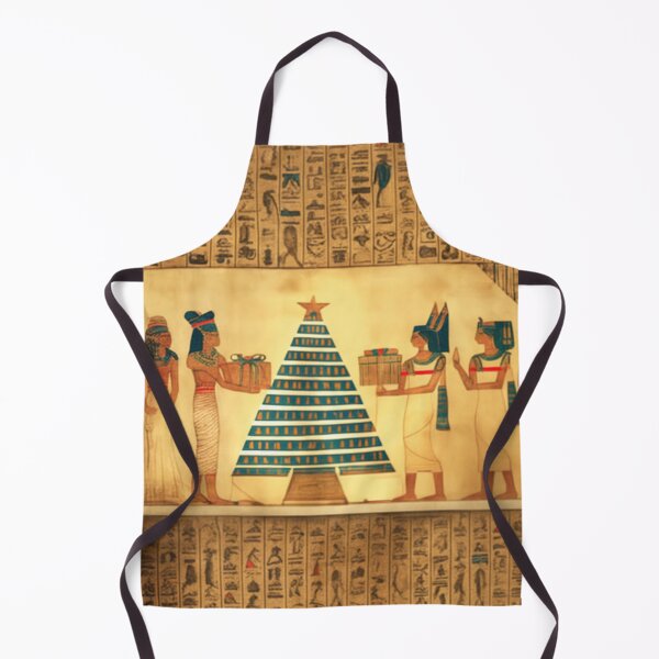 Item preview, Prehistoric Egyptian people celebrating Christmas with gifts and tree an ancient parchment designed and sold by ArtifactVault.