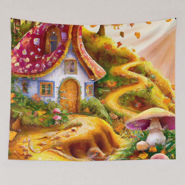Item preview, Cosy Cottage on top of a Hill in the Autumn Woods designed and sold by DreamyEscapism.