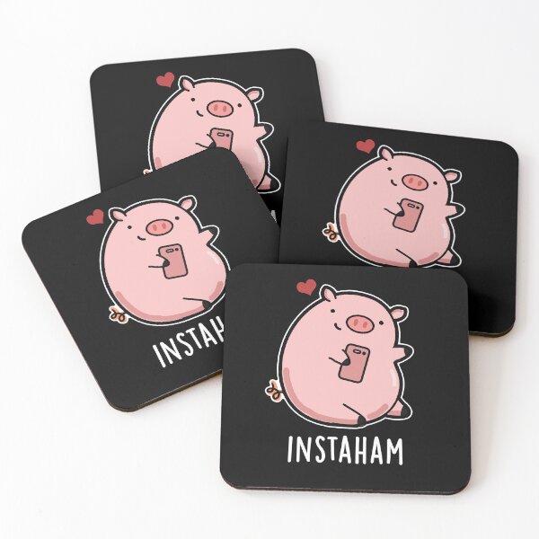 Item preview, Instaham Social Media Funny Pig Puns (Dark BG) designed and sold by punnybone.