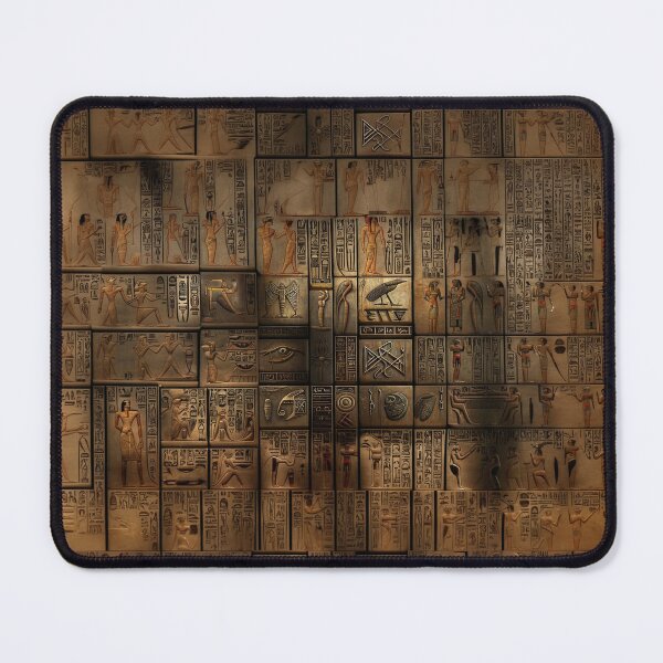 Item preview, Ancient Egyptian black, grey and orange pictograms and hieroglyphs olden dark and mystical pattern designed and sold by ArtifactVault.