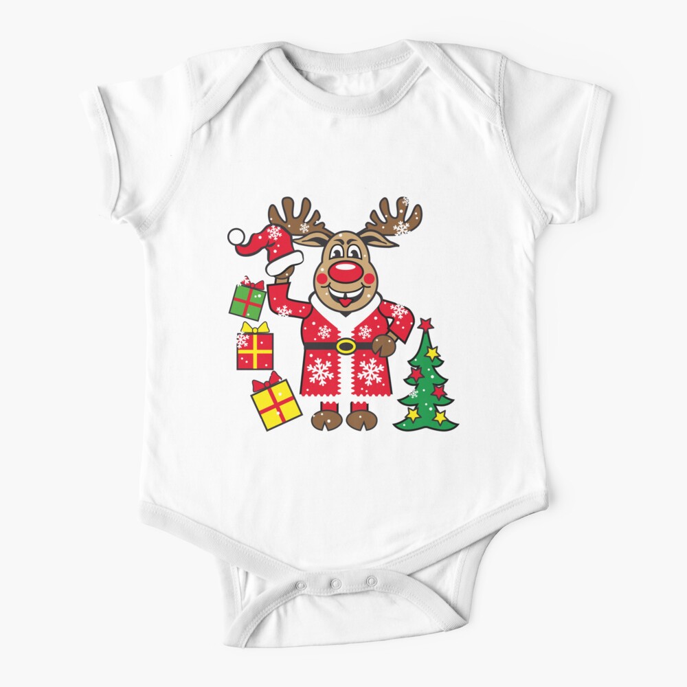 Body de Manga Larga para beb/é Navidad Ropa Bebe Recien Nacido Monos Bodies con Ciervo Reno Nariz Roja para 0-12 Meses Ni/ña Ni/ño