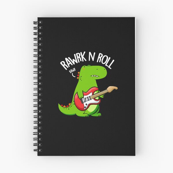 Item preview, Rawrk And Roll Rocker Funny Dinosaur Puns (Dark BG) designed and sold by punnybone.