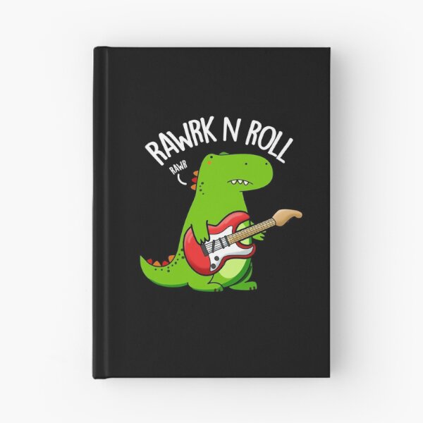 Item preview, Rawrk And Roll Rocker Funny Dinosaur Puns (Dark BG) designed and sold by punnybone.