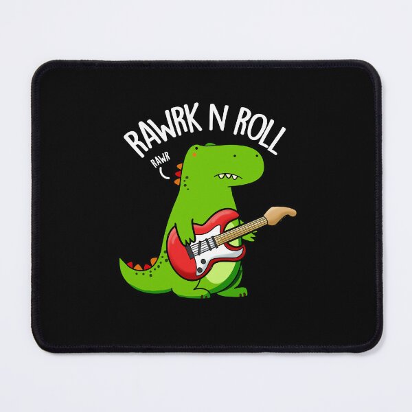 Item preview, Rawrk And Roll Rocker Funny Dinosaur Puns (Dark BG) designed and sold by punnybone.