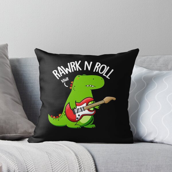Item preview, Rawrk And Roll Rocker Funny Dinosaur Puns (Dark BG) designed and sold by punnybone.