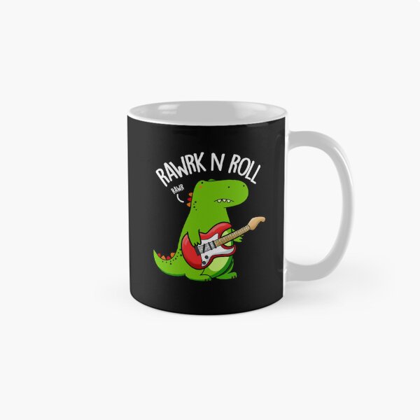 Item preview, Rawrk And Roll Rocker Funny Dinosaur Puns (Dark BG) designed and sold by punnybone.