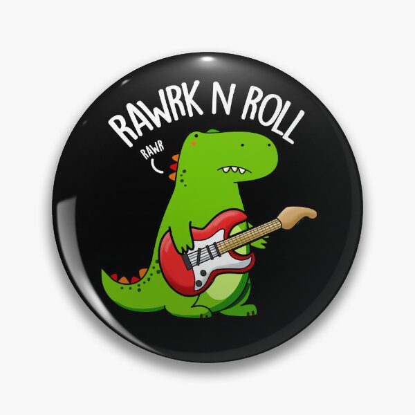Item preview, Rawrk And Roll Rocker Funny Dinosaur Puns (Dark BG) designed and sold by punnybone.