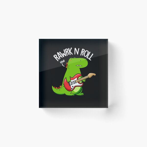 Item preview, Rawrk And Roll Rocker Funny Dinosaur Puns (Dark BG) designed and sold by punnybone.