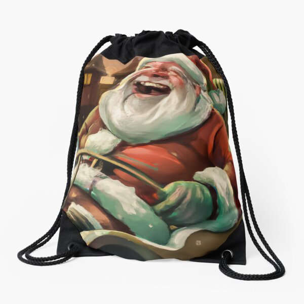 Jolly Santa Drawstring Bag