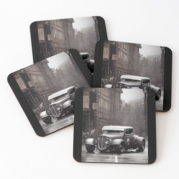 Item preview, Vintage Hot Rod in the Rain, a perfect gift for all American Hot Rod fans designed and sold by RodZnRoll.