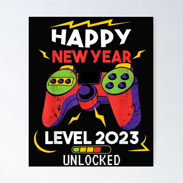 Item preview, Happy New Year Level 2023 Unlocked Video Game NYE Eve Party T-Shirt designed and sold by Baron-Hagen.