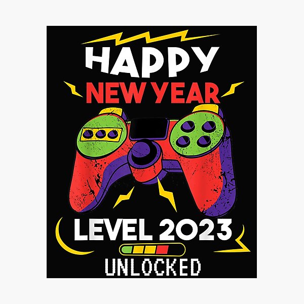 Item preview, Happy New Year Level 2023 Unlocked Video Game NYE Eve Party T-Shirt designed and sold by Baron-Hagen.