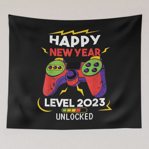 Item preview, Happy New Year Level 2023 Unlocked Video Game NYE Eve Party T-Shirt designed and sold by Baron-Hagen.