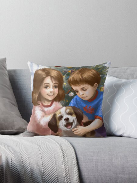 A Puppy for Christmas! Throw Pillow