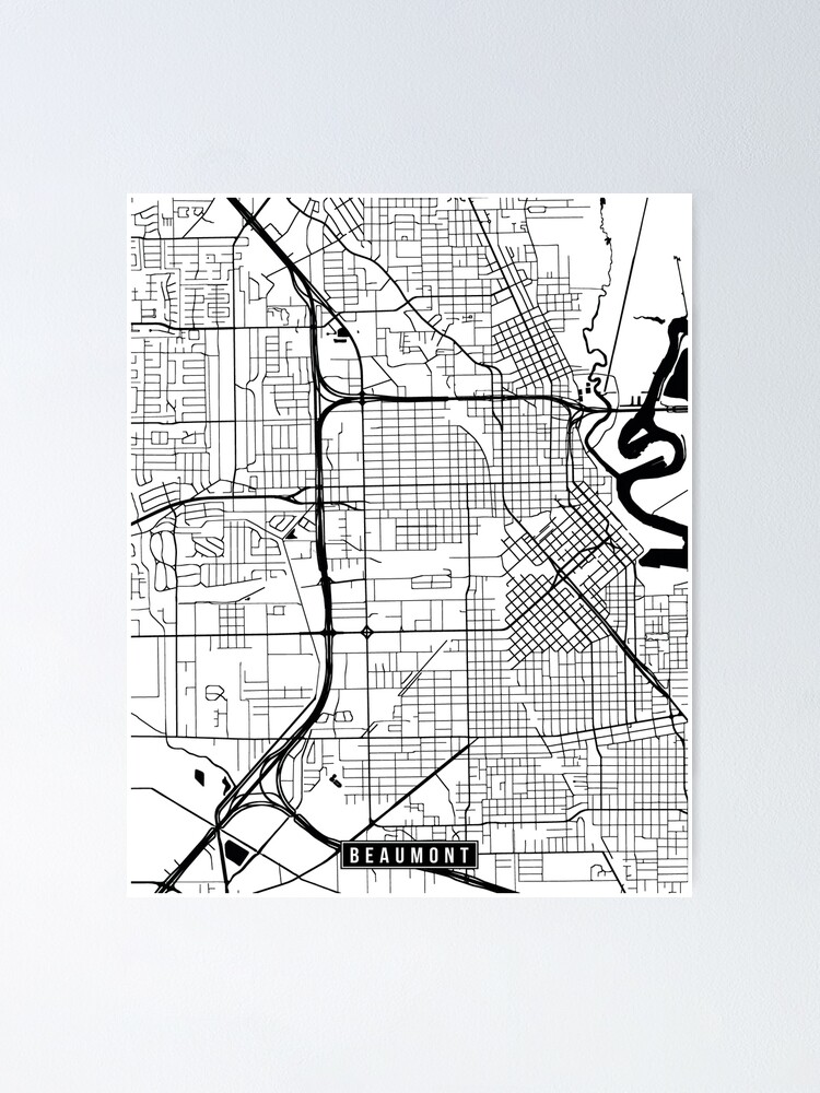 Beaumont Texas Street Map Poster