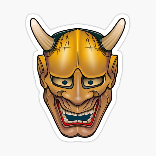 "Golden Hannya demon mask" Sticker for Sale by satoriartwork | Redbubble